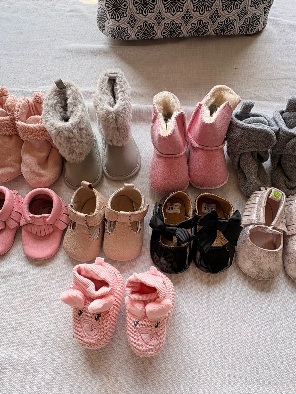 9-Pair Infant Toddler Girls Shoe Lot Boots Moccasins Slippers Mary Janes